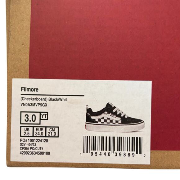 NIB Vans Filmore Checkerboard Casual Shoes, Black Youth Size 3 / Womens 5 Skater - Picture 8 of 15